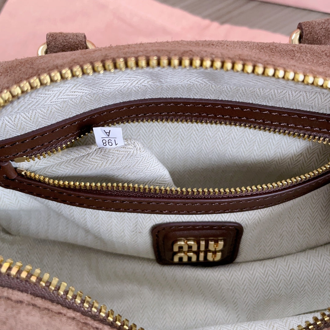 Arcadie Bag 22 in Cedar Brown Suede Gold Hardware