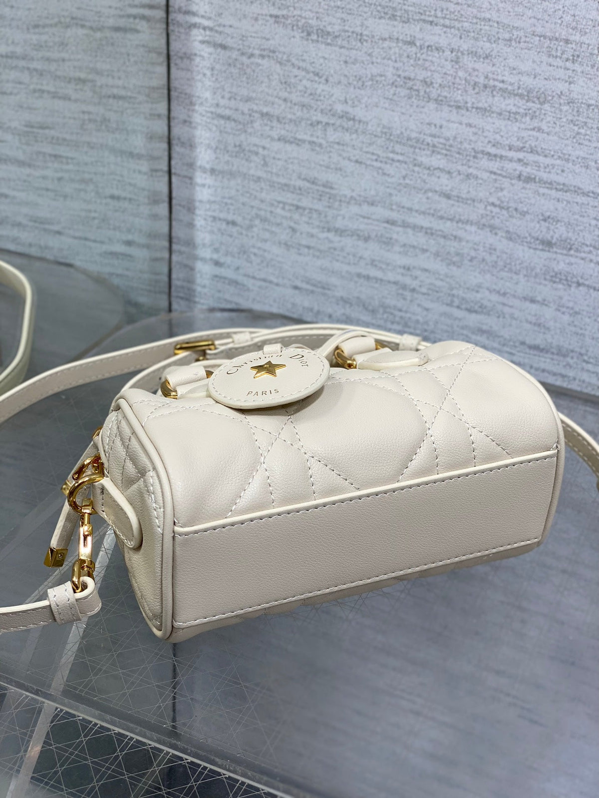 Dior Groove Mini 17 Bag in White Cream Lambskin