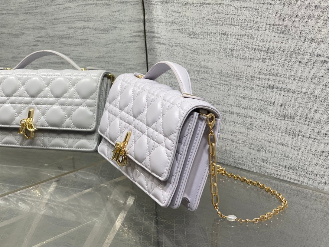 Dior 25S Talk Phone Pouch 21 in Pale Lilac Calfskin Gold Hardware