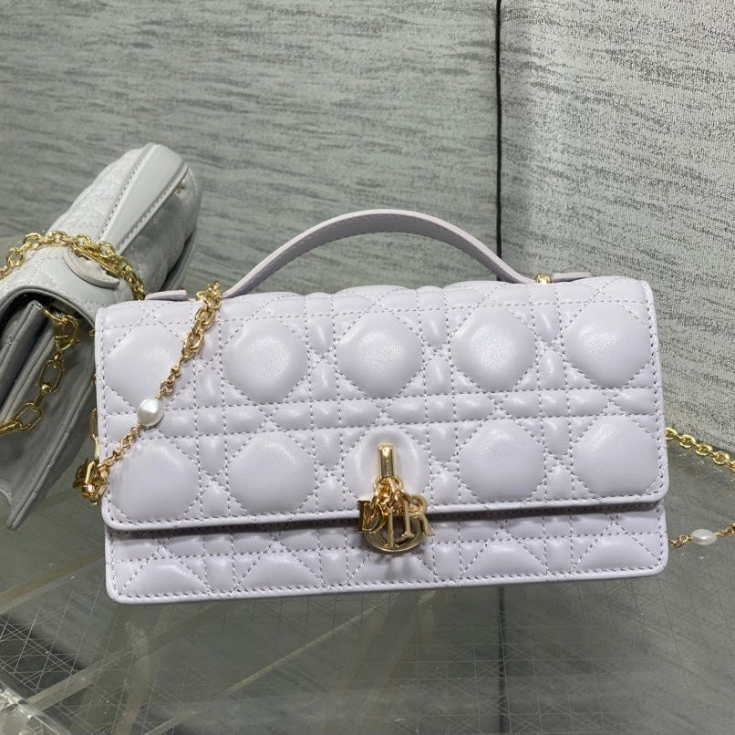 Dior 25S Talk Phone Pouch 21 in Pale Lilac Calfskin Gold Hardware