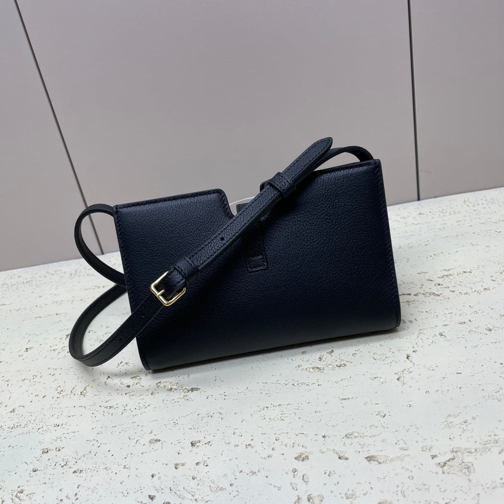 Celine 16 Strap Pochette 18 in Black Supple Calfskin Gold Hardware Bag