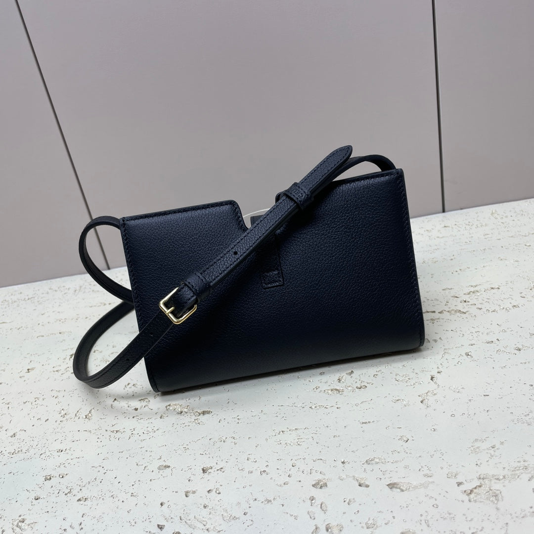 Celine 16 Strap Pochette 18 in Black Supple Calfskin Gold Hardware Bag