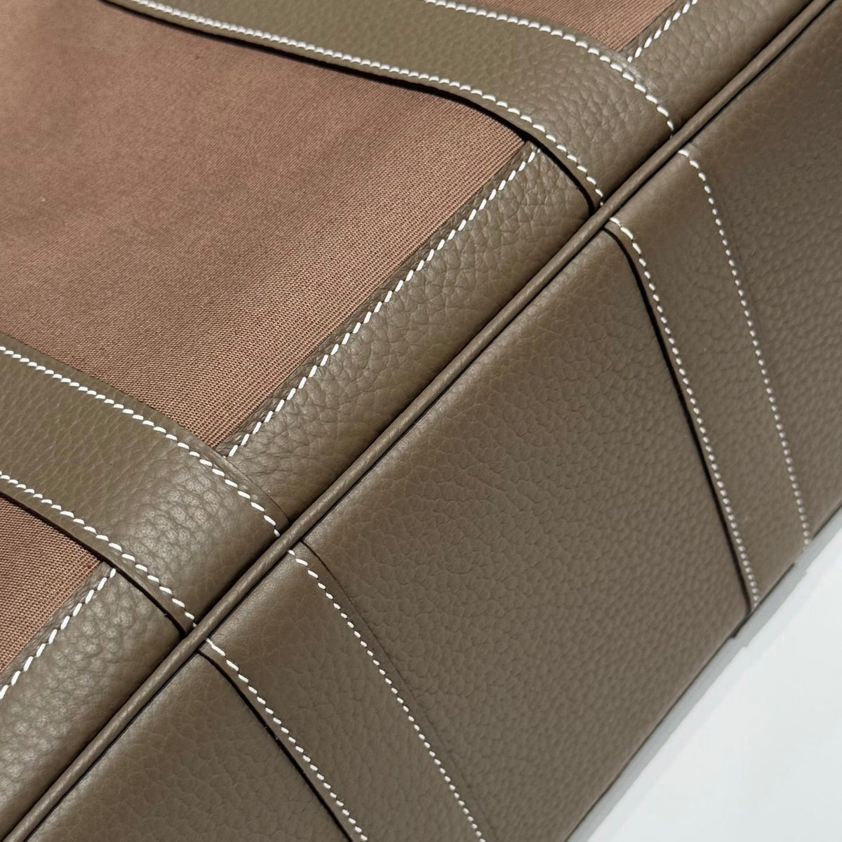 Hermes Garden Party 30cm in Brown Toilets Cotton Canvas and Togo Etoupe Calfskin Bag