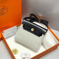 Hermes 25S Mini Herbag 20 in Sage Gray Canvas Gold Hardware Bag