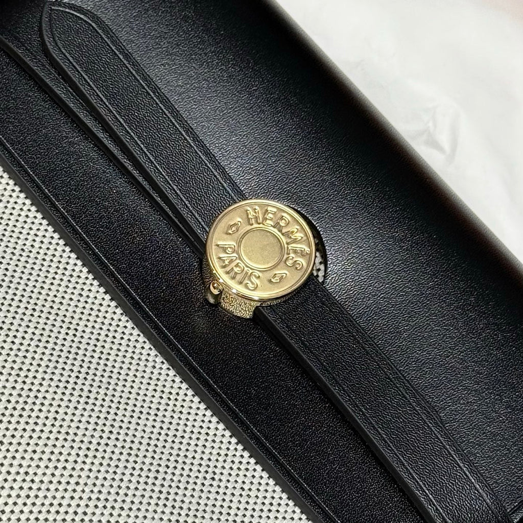 Hermes 25S Mini Herbag 20 in Sage Gray Canvas Gold Hardware Bag