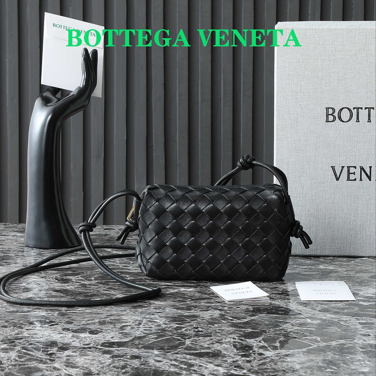 Bottega Veneta Bv Mini Loop 17cm Black Calfskin Bag