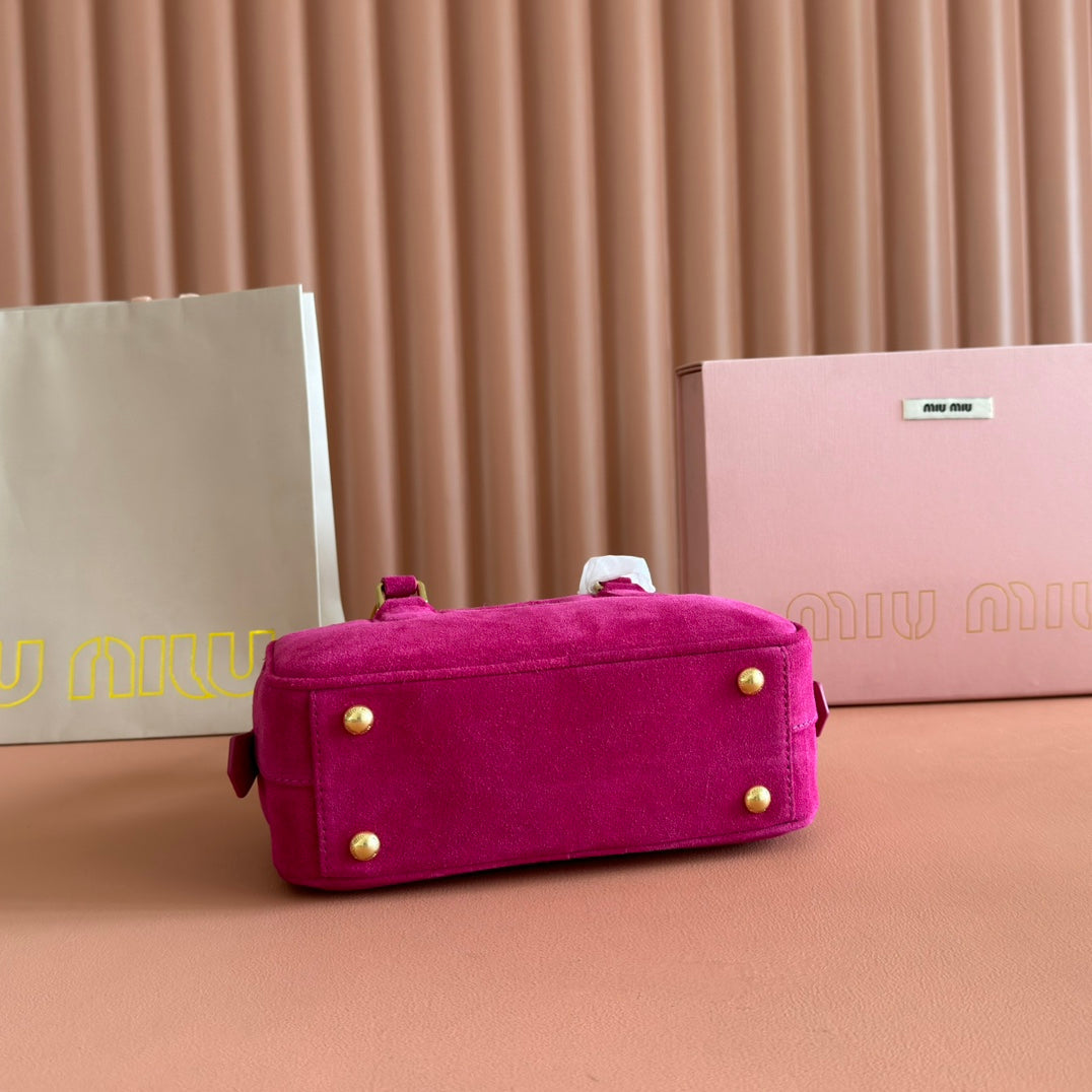 Arcadie Bag 22 in Fuchsia Suede Gold Hardware