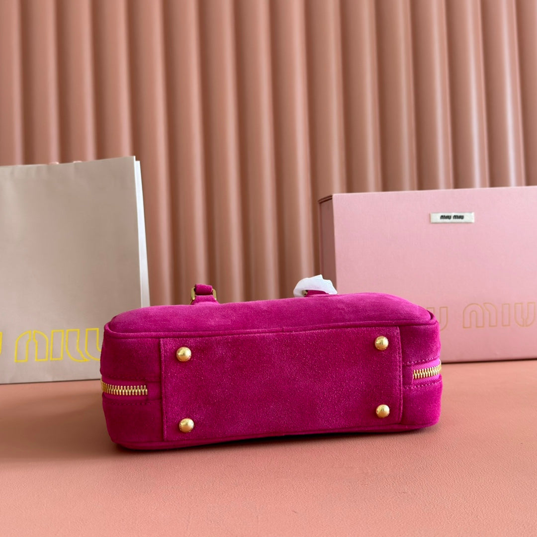 Arcadie Bag 27 in Fuchsia Suede Gold Hardware