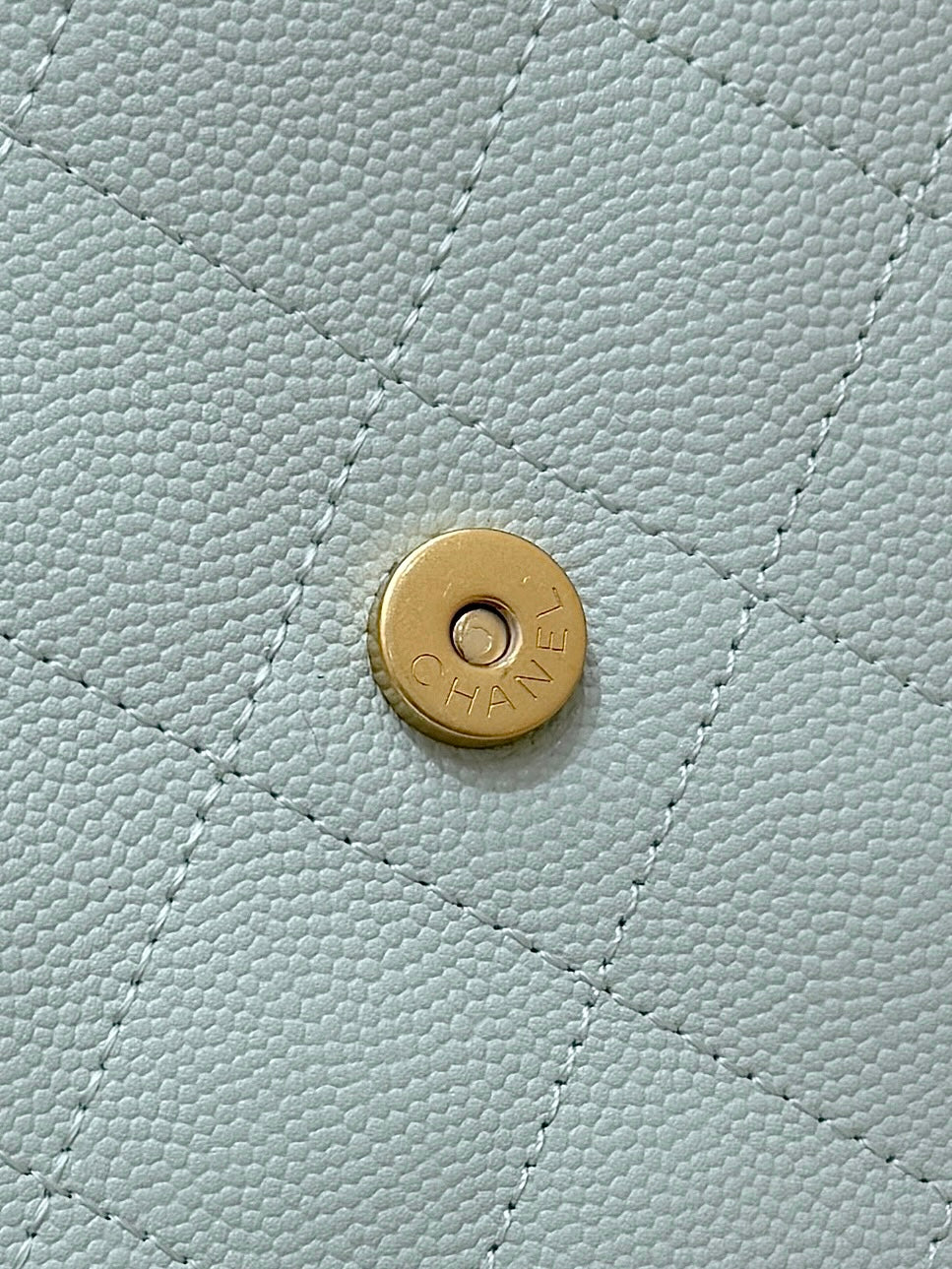 Chanel 25S Handbag in Pale Cyan 40 Grained Calfskin Gold Hardware